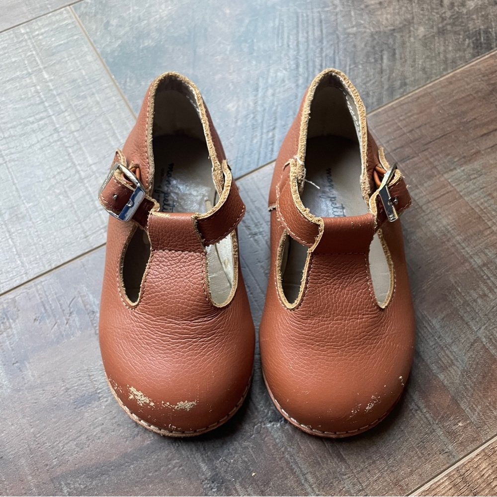 Mon Petit Classic Tan Girls T Strap Shoes